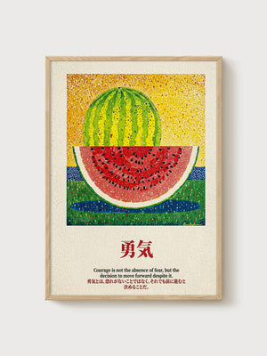 Watermelon Art Print poster in oak frame