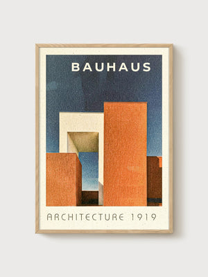 Bauhaus Print poster in oak frame