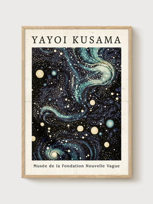 Yayoi Kusama Print poster in oak frame