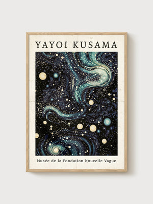 Yayoi Kusama Print poster in oak frame