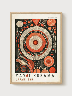 Yayoi Kusama Print poster in oak frame