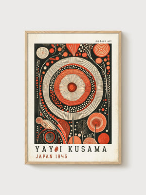 Yayoi Kusama Print poster in oak frame