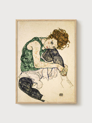 Egon Schiele Print poster in oak frame