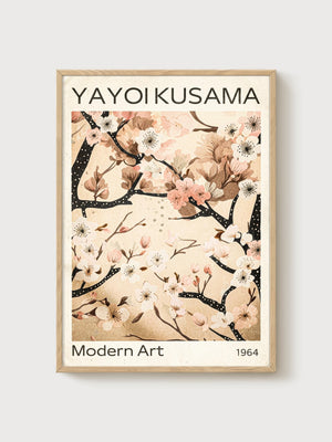 Yayoi Kusama Print poster in oak frame
