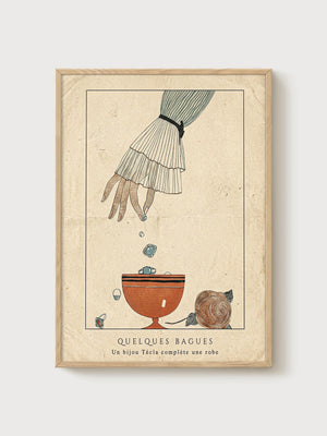 Art Nouveau Print poster in oak frame