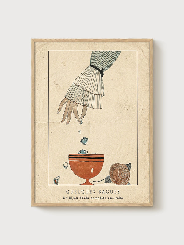 Art Nouveau Print poster in oak frame