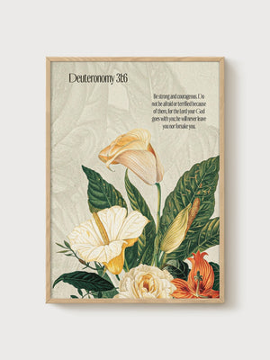 Vintage Calla Lily Print poster in oak frame