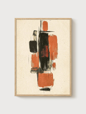 Mid Century Modern Wall Art poster in oak frame