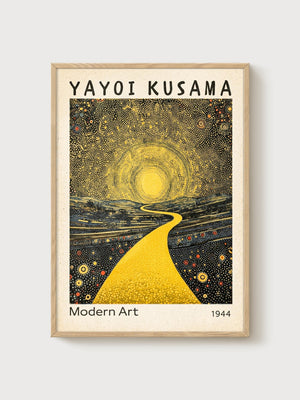 Yayoi Kusama Print poster in oak frame