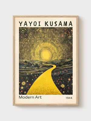 Yayoi Kusama Print poster in oak frame