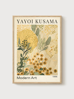 Yayoi Kusama Print poster in oak frame