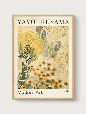 Yayoi Kusama Print poster in oak frame