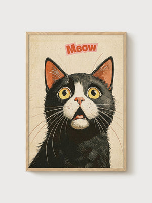 Funny Cat Poster poster in oak frame