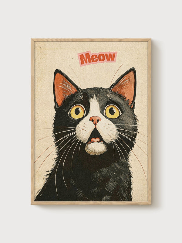 Funny Cat Poster poster in oak frame
