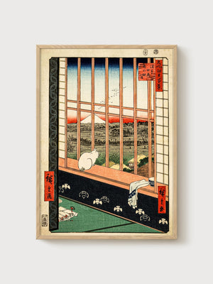 Utagawa Hiroshige Print poster in oak frame