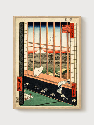 Utagawa Hiroshige Print poster in oak frame