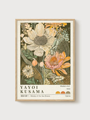 Yayoi Kusama Print poster in oak frame