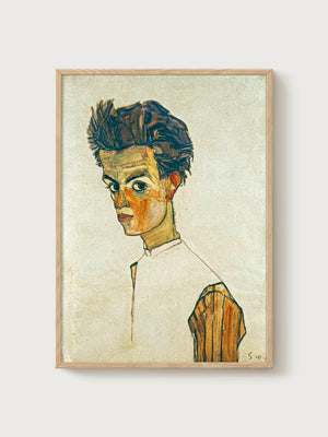 Egon Schiele Self-Portrait Print poster in oak frame