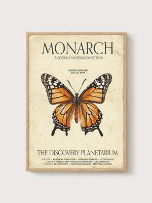 Monarch Butterfly Print poster in oak frame