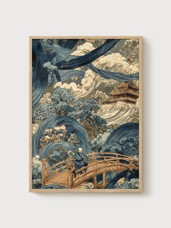 Utagawa Kuniyoshi Print poster in oak frame