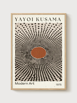 Yayoi Kusama Print poster in oak frame
