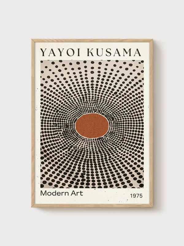 Yayoi Kusama Print poster in oak frame