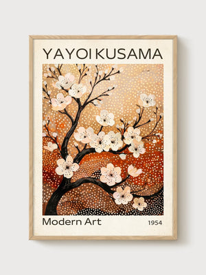Yayoi Kusama Print poster in oak frame
