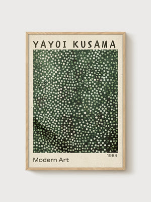 Yayoi Kusama Print poster in oak frame