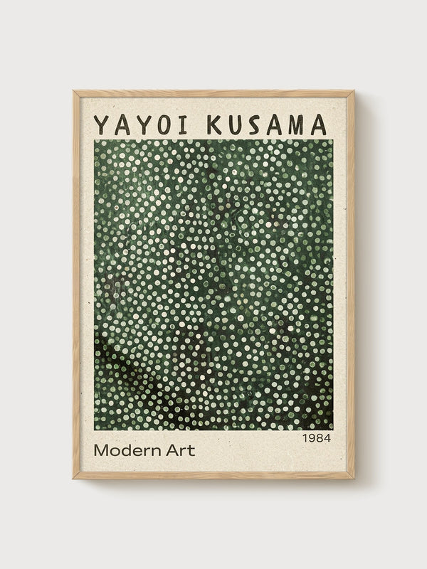 Yayoi Kusama Print poster in oak frame