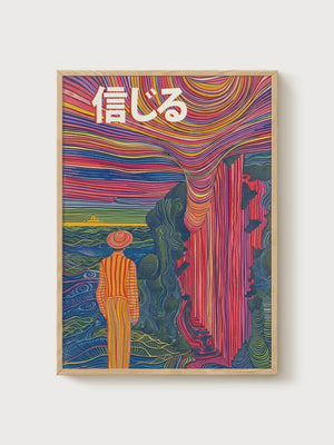 Japanese Wall Art poster in oak frame
