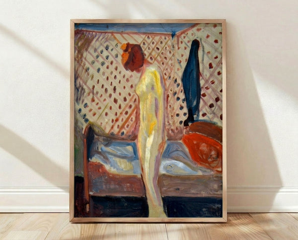 Expressionist portrait of a faceless weeping woman in muted earth tones and deep blues, capturing melancholy and emotional turmoil through gestural brushstrokes.