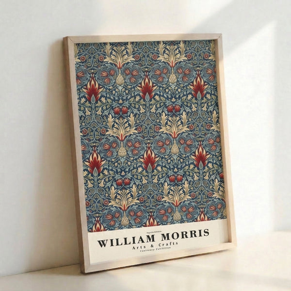 Ornamental Art Nouveau pattern showcasing symmetrical botanical elements with pomegranate fruits and foliage in sophisticated deep teal and warm metallic accents, wall-mounted.