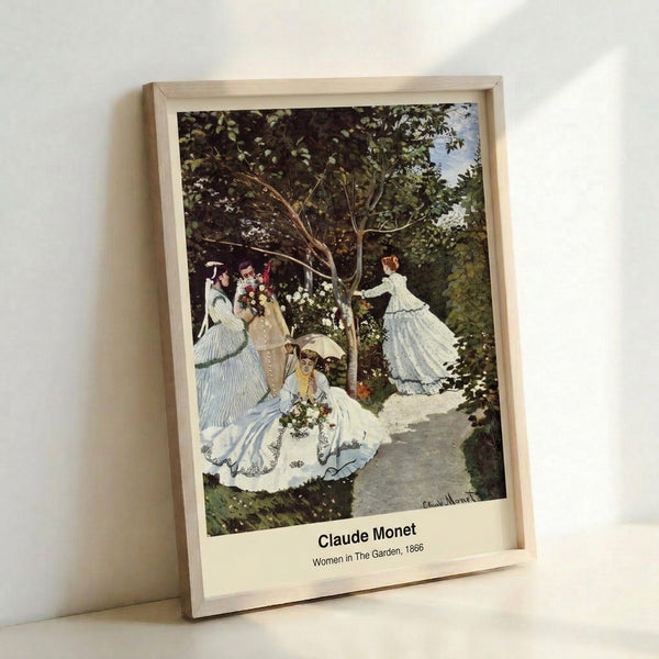 Romantic impressionist artwork depicting women in a lush flowering garden bathed in warm, glowing light and delicate color harmonies.