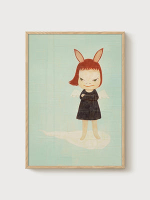 Yoshitomo Nara Print poster in oak frame