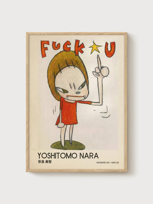 Yoshitomo Nara Print poster in oak frame