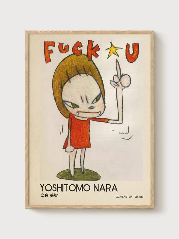 Yoshitomo Nara Print poster in oak frame