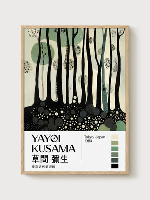Yayoi Kusama Print poster in oak frame