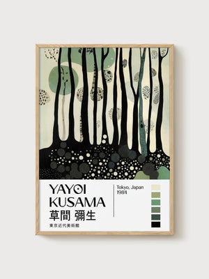 Yayoi Kusama Print poster in oak frame