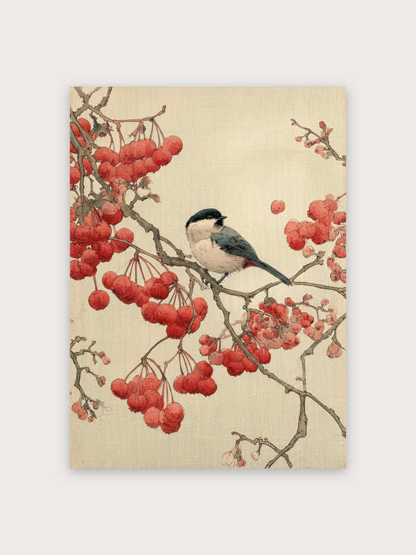 Chickadee Red Berries - Digital Download