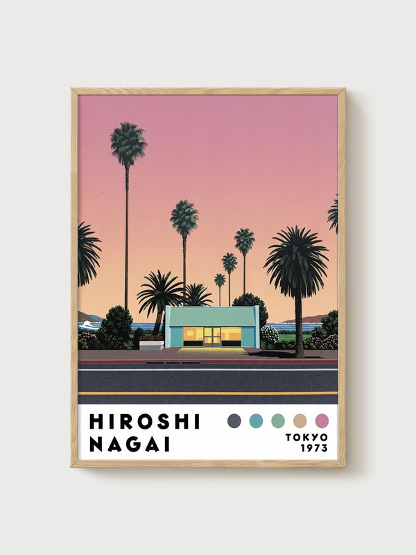 Hiroshi Nagai Print poster in oak frame