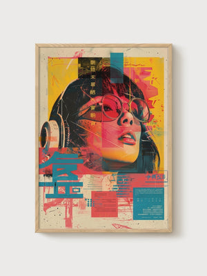 Cyberpunk Poster poster in oak frame