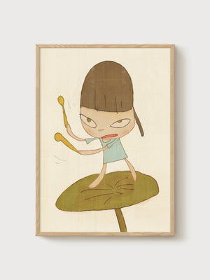 Yoshitomo Nara Print poster in oak frame