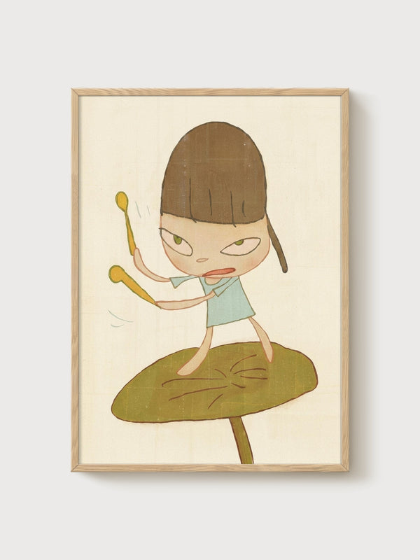 Yoshitomo Nara Print poster in oak frame