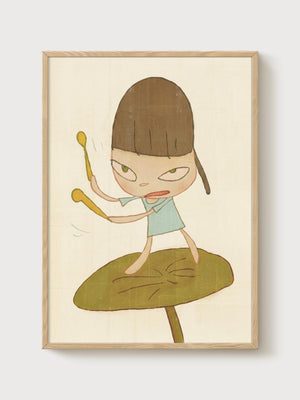 Yoshitomo Nara Print poster in oak frame