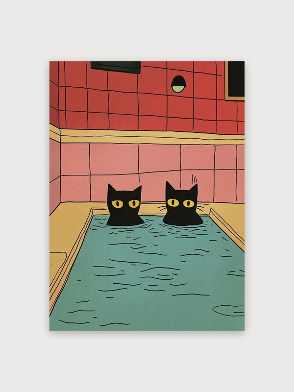 Cats in Bathtub Print - Digital Download