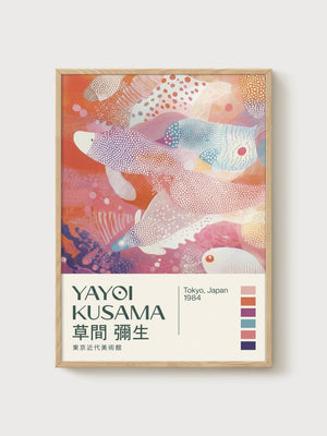 Yayoi Kusama Print poster in oak frame