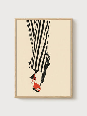 Vintage Fashion Print poster in oak frame
