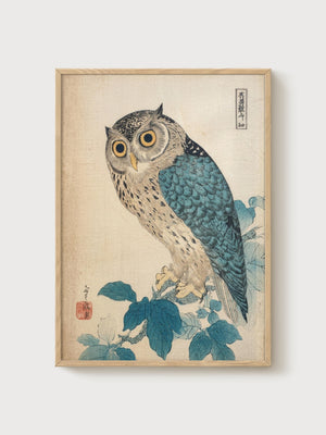 Japanese Woodblock Print poster in oak frame