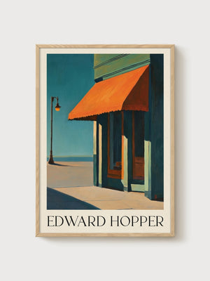 Edward Hopper Print poster in oak frame