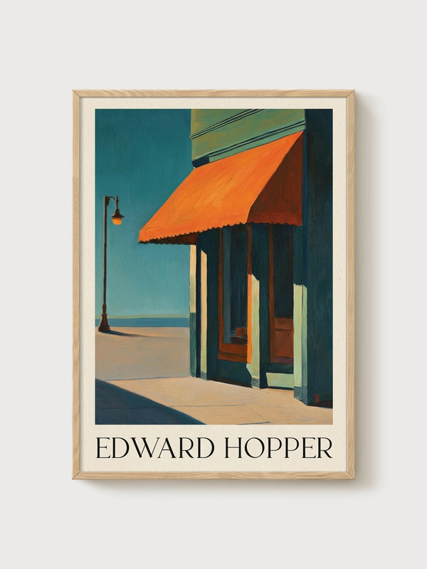 Edward Hopper Print poster in oak frame